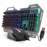 Kit Teclado E Mouse Gamer Semi-mecânico Rgb - Kp-2054  Prata