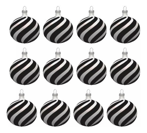 Esferas Navideñas Black Mix 12pz Decoración Árbol Navidad