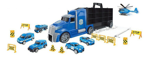 Caminhão Maleta Da Policia 06 Carrinhos E Acessórios Dm Toys