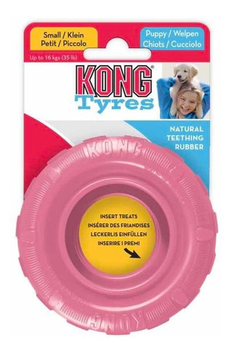 Kong Tires Cachorros Llanta Mordedor Rellenable Rosa Pequeño