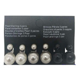 Pack 36 Pares Aros Mujer Doble Perla Acero Perla  Negro 