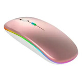 Mouse Sem Fio Recarregável Led Rgb Bluetooth Usb Pc/macbook Cor Rosa