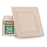 Berry Green 50 Platos Desechables Cuadrados Grandes, 100%