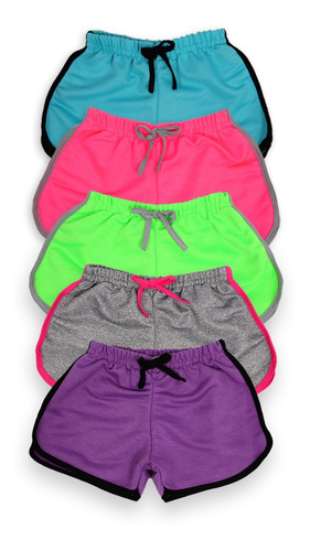 Shorts Infantil Feminino/masculino De Moletinho Kit/ 5 Peças