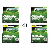 Kit Gillette Mach 3  Com 4 Cartucho 16 Refil Todo