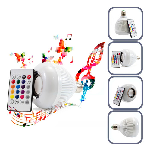 Lampada Bluetooth Musical Controle Remoto Som Caixa Bulbo