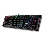 Teclado Gamer Soul Xk800 Qwerty Cherry Mx Blue Español Color Negro Con Luz Rgb