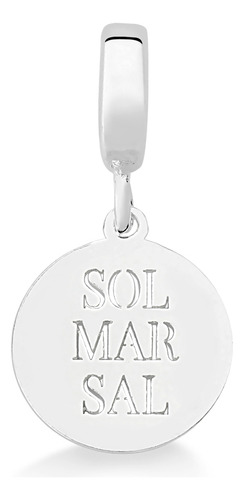 Berloque Medalha Sol, Mar E Sal Prata 925