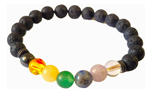 1 Pulseira Difusora Aromaterapia Pedra Vulcânica 7 Chakras