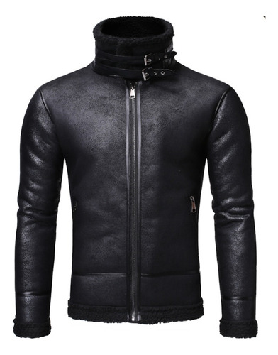 Chaqueta Biker Slim De Hombre Rompeviento Interior Afelpado