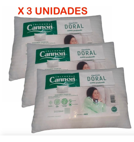 Pack X 3 Almohadas Cannon Doral 70x50 Cm Fibra Siliconada