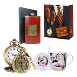 Kit Taza + Reloj Bolsillo + Petaca Regalo Día Del Padre