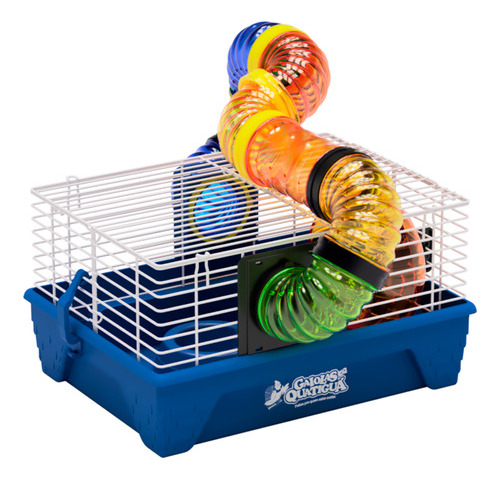 Gaiola Para Hamsters Acessórios E Tubos Coloridos Azul