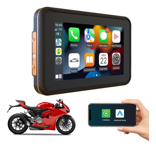 5'' Navegación Impermeable Motocicleta Carplay/android Auto