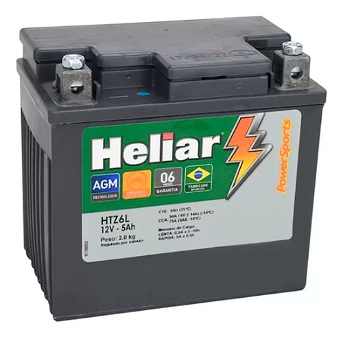 Heliar Htz6 Bateria Cg-125/150/160 Cg/fan/titan/biz/nxr/bros