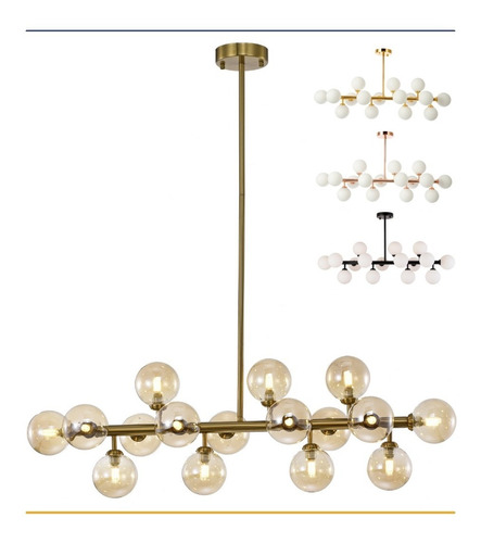 Lustre Pendente Moderno Jabuticaba Bronze Com Vidro Âmbar