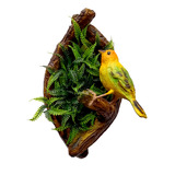 Pássaro Decorativo De Parede Canário Da Terra Com Samambaia 