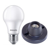 Lampara Led Philips 12w + Portalampara Con Base X 5 Unid