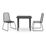 Juego De Comedor De Jardín De 3 Piezas Pvc Rattan Negro