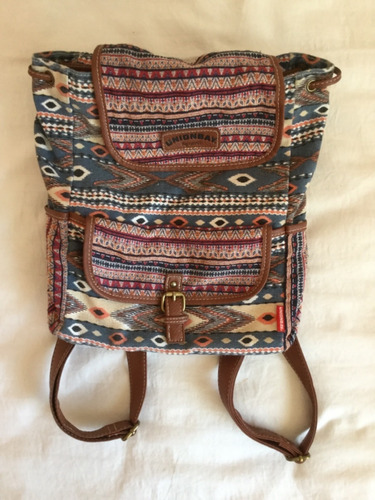 Bolsa Back Pack Unionbay De Lona Estampada Grecas 