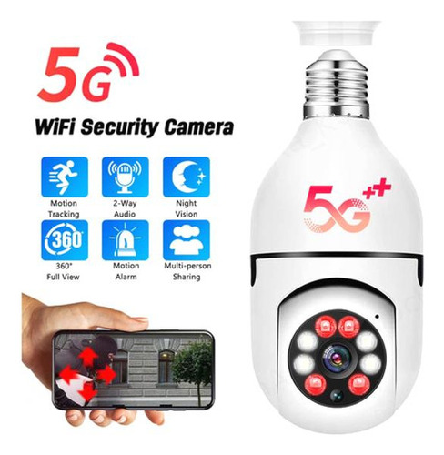 Câmera De Visão Noturna Com Lâmpada Wifi E27 De 5g, Monitor