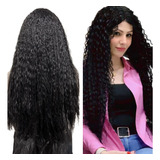 Peruca Cacheada Afro Fibra Orgânica Premium Lace Wig Longa