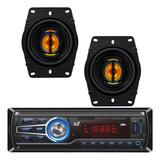 2 Auto Falantes 4x6 Pol Jb46 Flex 110w + Rádio Mp3 Bluetooth