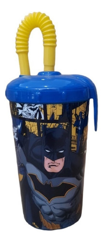 Vaso Con Bombilla Niños Sport Batman 400ml Color Amarillo