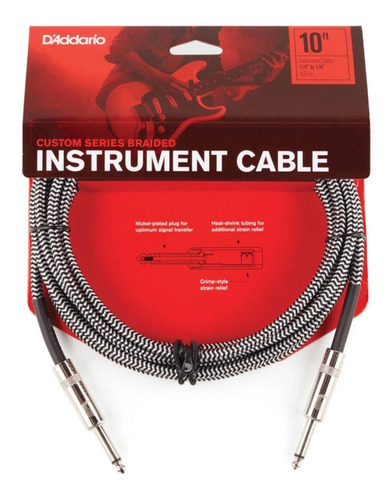 Daddario Pw-bg-10bg Cable Instrumento Guitarra Bajo 3 Metros