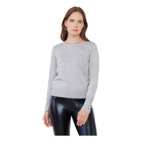 Sweater Mujer Gris Melange Crew Neck Liviano Corona