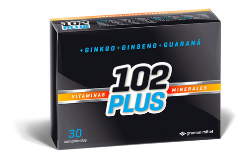 102 Plus Vitaminas Minerales Ginko Ginseng Guarana X 30 Comp
