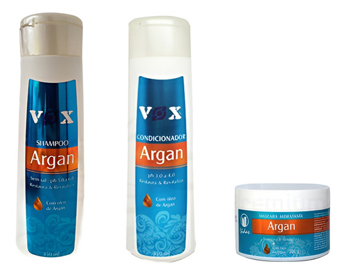 Kit Argan Shampoo+cond+máscara 300gr - Vidas Cosméticos - 