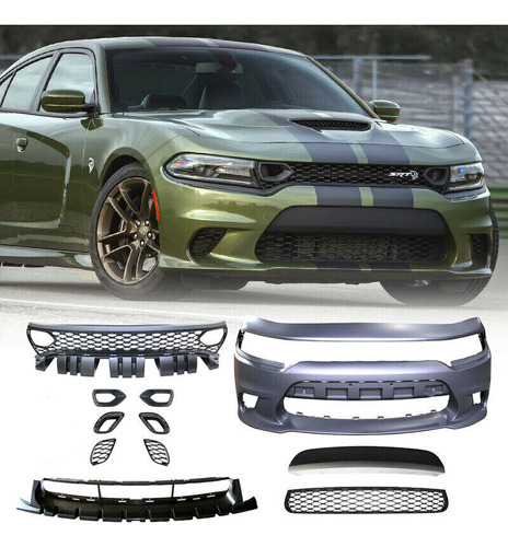 Fit 2015-21 Dodge Charger Srt-8 Hellcat Style Front Bump Rrx