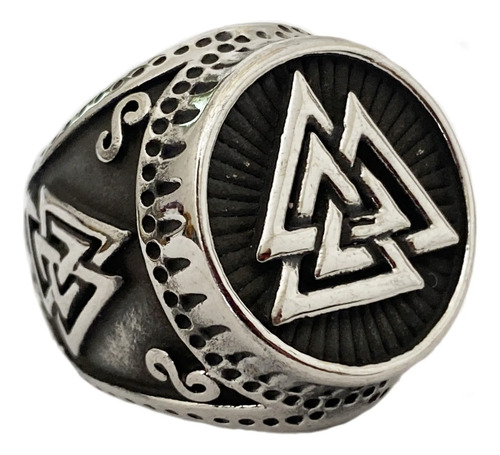 Anillo Runa Vikinga Valknut Nordico 316l Acero Inoxidable