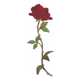 Patch Aplique Bordado Termoco Flor Rosa Verm 17x5,5cm 126