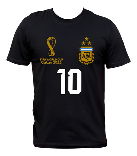 Remera Negra Camiseta Lionel Messi Selección Argentina