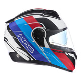 Casco Para Moto Rebatible Mac Rock  Azul Y Blanco Mate Talle L 