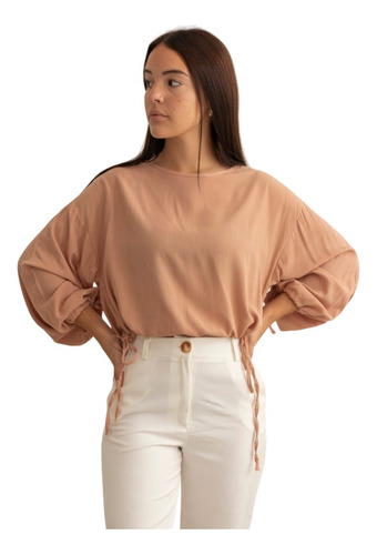 Blusa Nano De Lino Mangas Abullonadas #2230