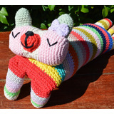 Almohadón Tejido A Crochet Gatito 61 Cm De Largo