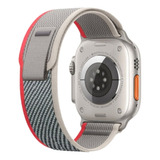 Pulseira Alpine Tecido Para Apple Watch Ultra 49mm 45mm 44mm Cor Cinza Com Vermelho