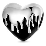 Charm Corazón Negro Corazon Derretido Plata S925