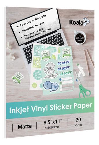 Koala - Papel Adhesivo De Vinilo Imprimible Para Impresora D