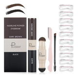 Kit De Plantillas Para Cejas, 2 Colores, Trio De Cejas De Un