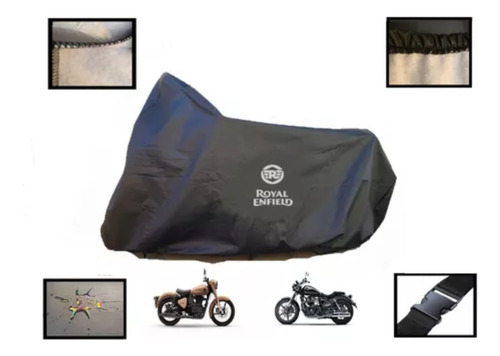 Funda Afelpada Negra  Motocicleta Royal Enfield Estampada!!