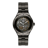 Reloj Swatch Vatel De Acero Para Hombre Mujer Color De La Malla Negro Color Del Bisel Negro Color Del Fondo Gris Oscuro