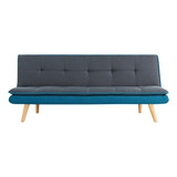 Sofa Cama Plegable Gs2019 Color Azul Diseño De La Tela Liso