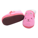 Pantufa Sapatinho Infantil Bebe Coelhinho Rosa Forrada Com V