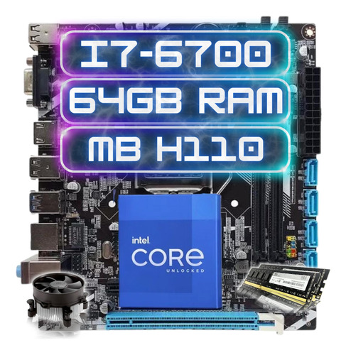 Kit Upgrade Intel I7-6700 + Ddr4 64gb  + Placa Mãe H110