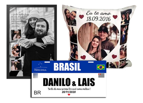 Quadro Personalizado Placa Decorativa E Almofada Com Foto