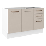 Mueble Cocina 120x60 2 Puertas 3 Caj S/ Tablero Agata Madesa Color Blanco/crema